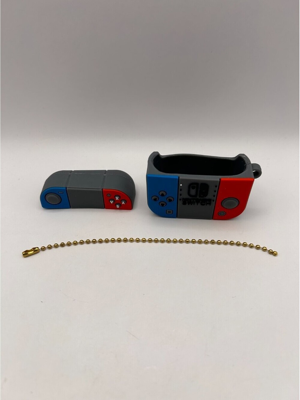 Nintendo Switch Style Silicone Earbuds Case Neon Red Blue Keychain Novelty Used